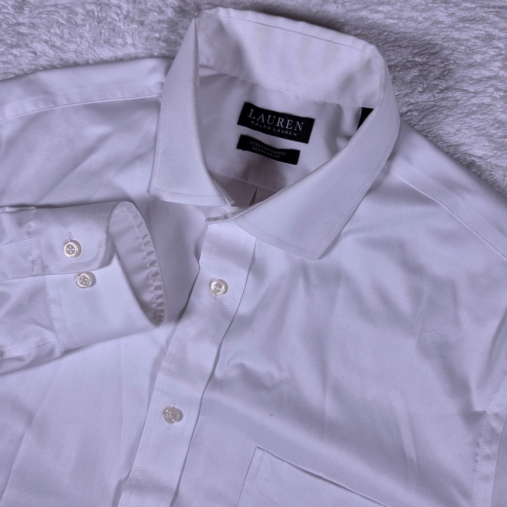 Lauren Ralph Lauren Regular Fit Mens 15.5 34/35 White L/S Stretch Button Up